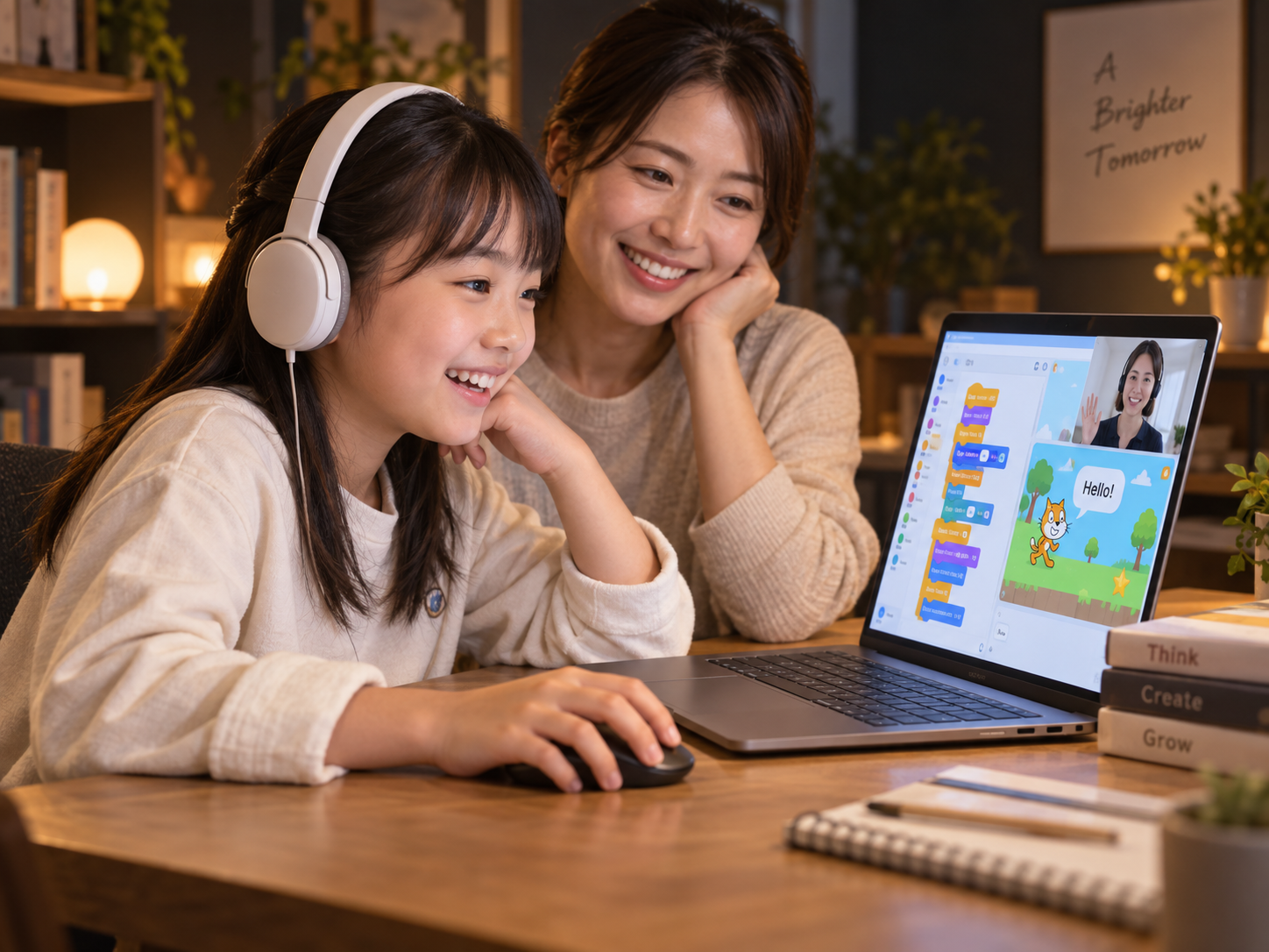 英語とプログラミング(IT)を学ぶ子供向けオンラインレッスン風景